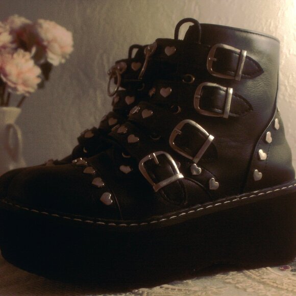 Demonia Emily 315  Chunky Ankle Boots - Picture 1 of 7